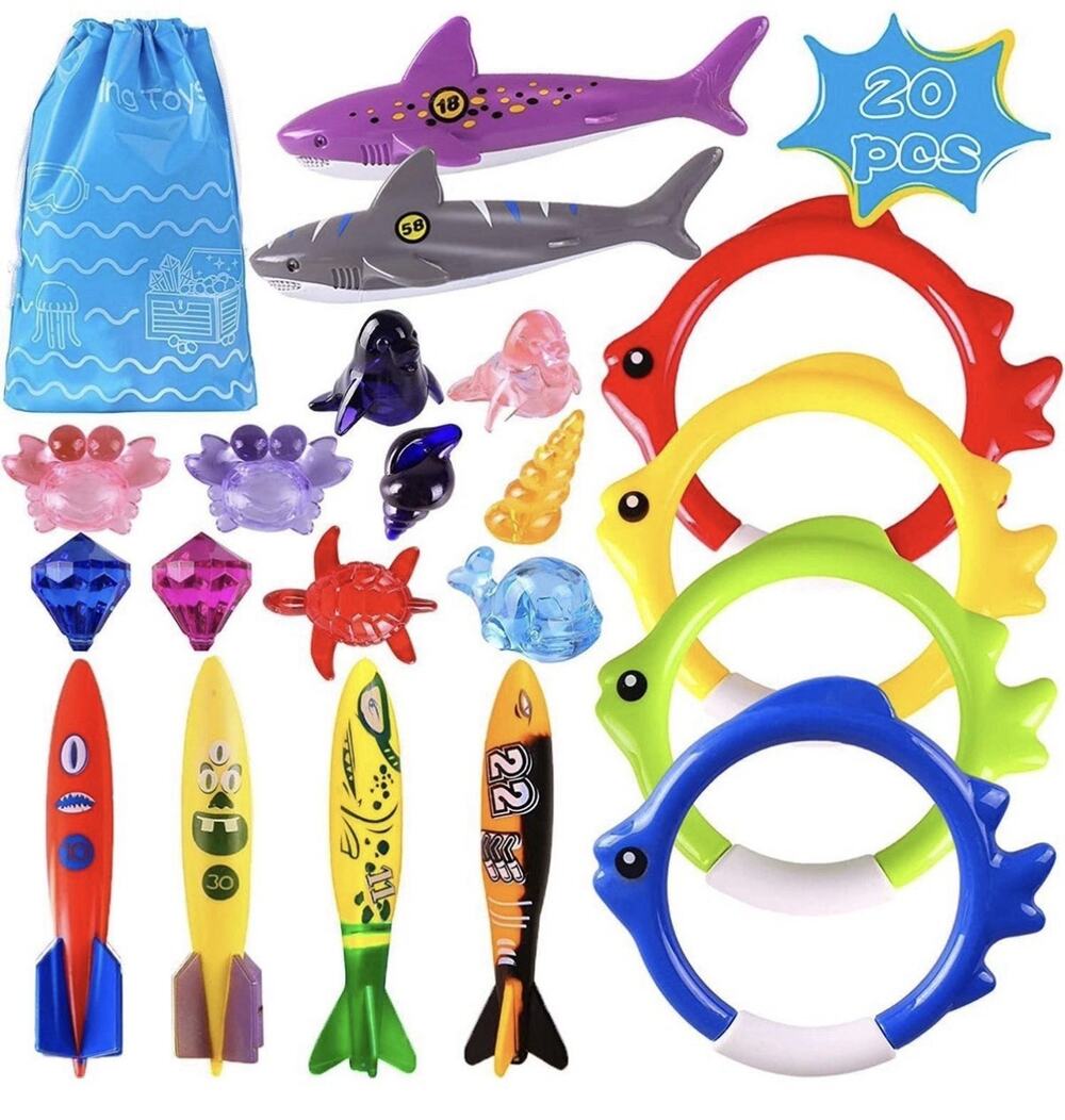 Summer Pool Diving Swimming Toys for Kids, Fun Swim Games Sinking Set, Underwate